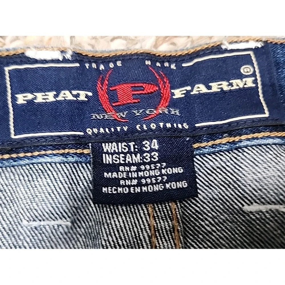 Vintage Phat Farm Jeans Mens 34x34‎ Hip Hop Baggy 90s Y2K 34x30 Actual